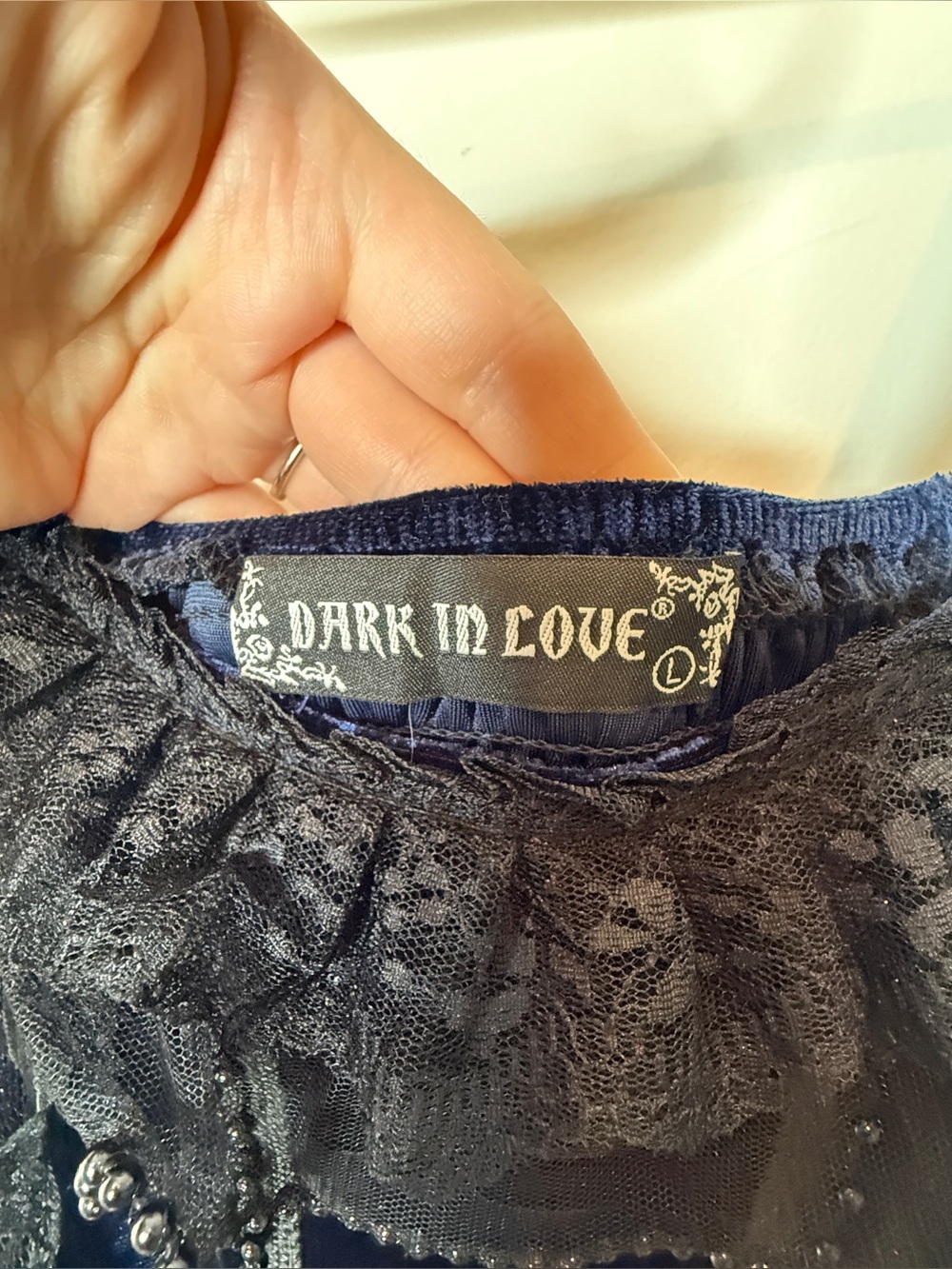 Dark In Love Indigo Dusk Midi Dress Large Romantic Gothic Blue Velvet Sleeveless - Picture 8 of 10